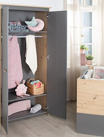 Armadio bebè 2 ante in legno effetto rovere – ROBA "Anna