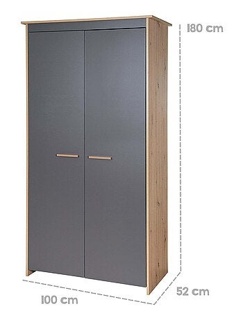 Armadio bebè 2 ante in legno effetto rovere – ROBA "Anna