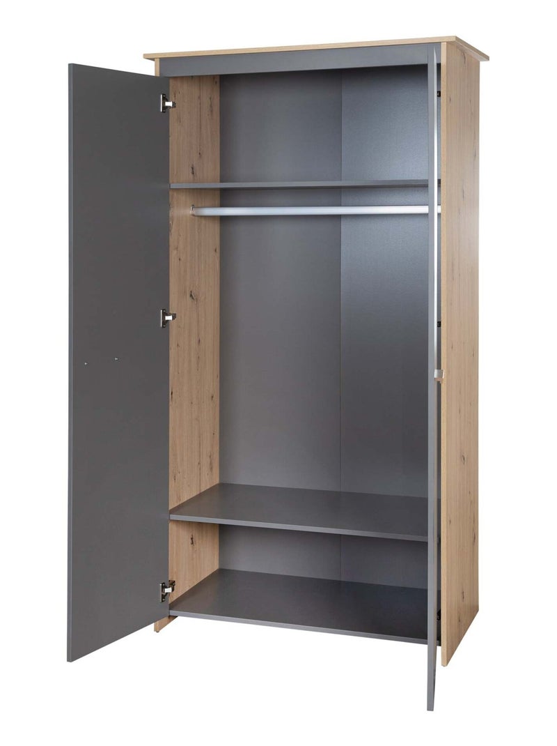 Armadio bebè 2 ante in legno effetto rovere – ROBA "Anna" Grigio antracite - Kiabi