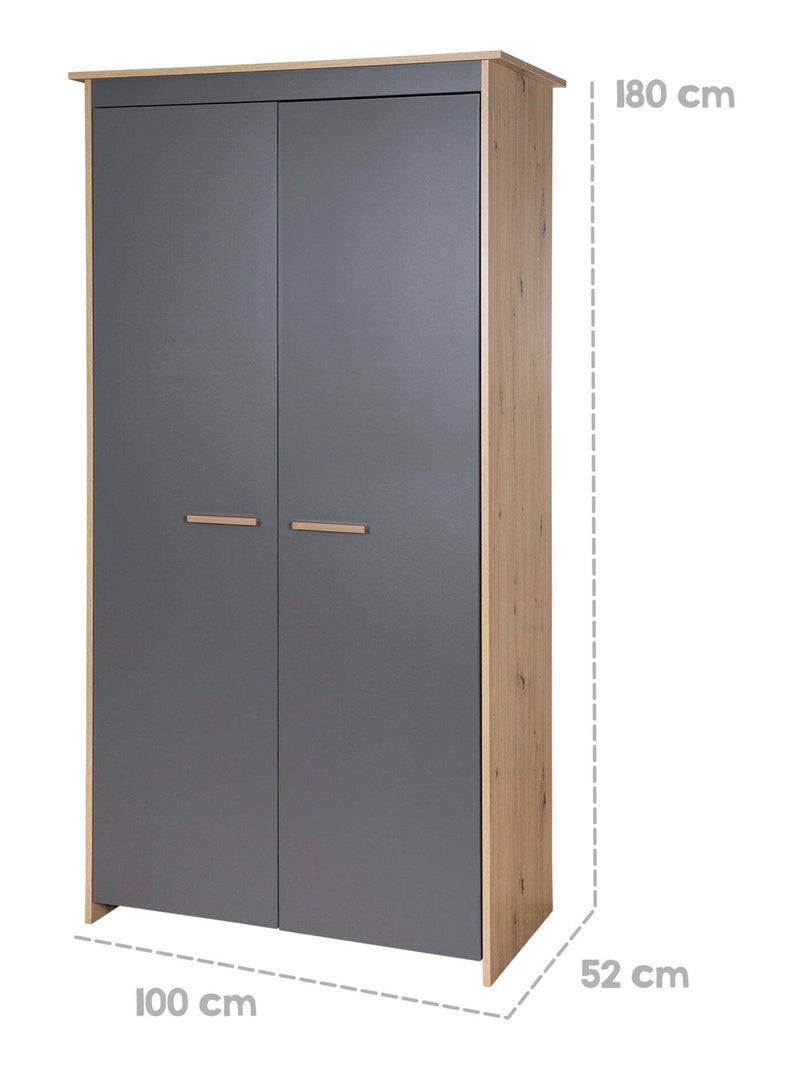 Armadio bebè 2 ante in legno effetto rovere – ROBA "Anna" Grigio antracite - Kiabi