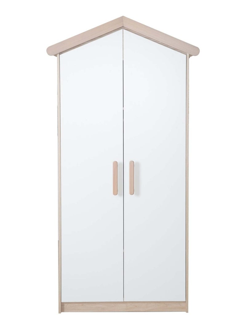 Armadio bebè 2 ante soft‑close – ROBA "Cabane" Bianco/Legno - Kiabi
