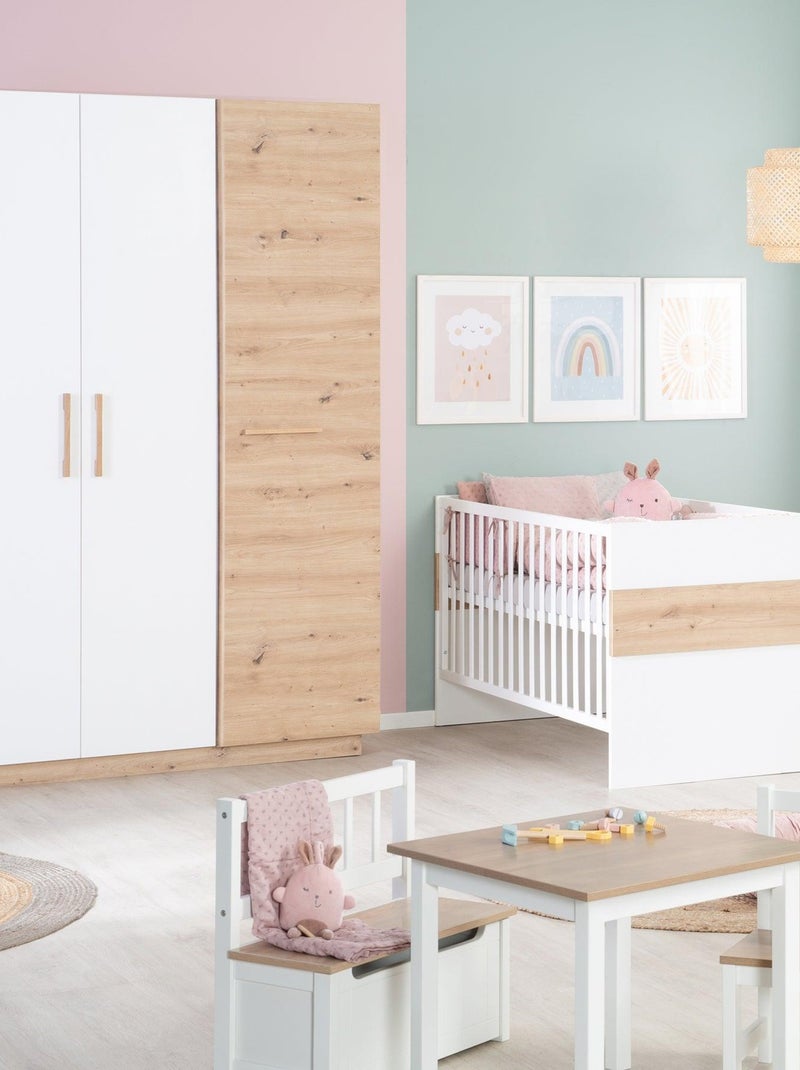 Armadio bebè 3 ante battenti decor rovere – ROBA "Lion" Bianco Marrone - Kiabi