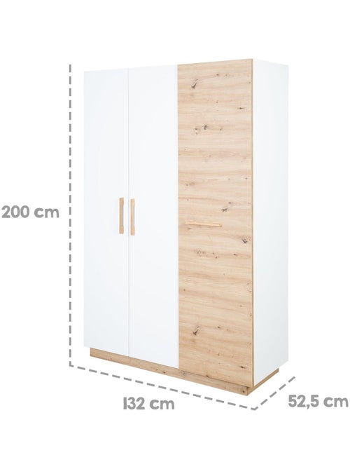 Armadio bebè 3 ante battenti decor rovere – ROBA "Lion" - Kiabi