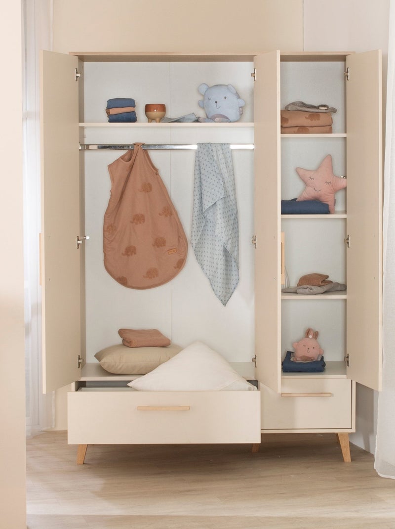 Armadio bebè 3 ante e 2 cassetti soft‑close – ROBA "Jil" Beige conchiglia - Kiabi