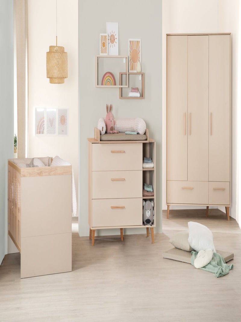 Armadio bebè 3 ante e 2 cassetti soft‑close – ROBA "Jil" Beige conchiglia - Kiabi