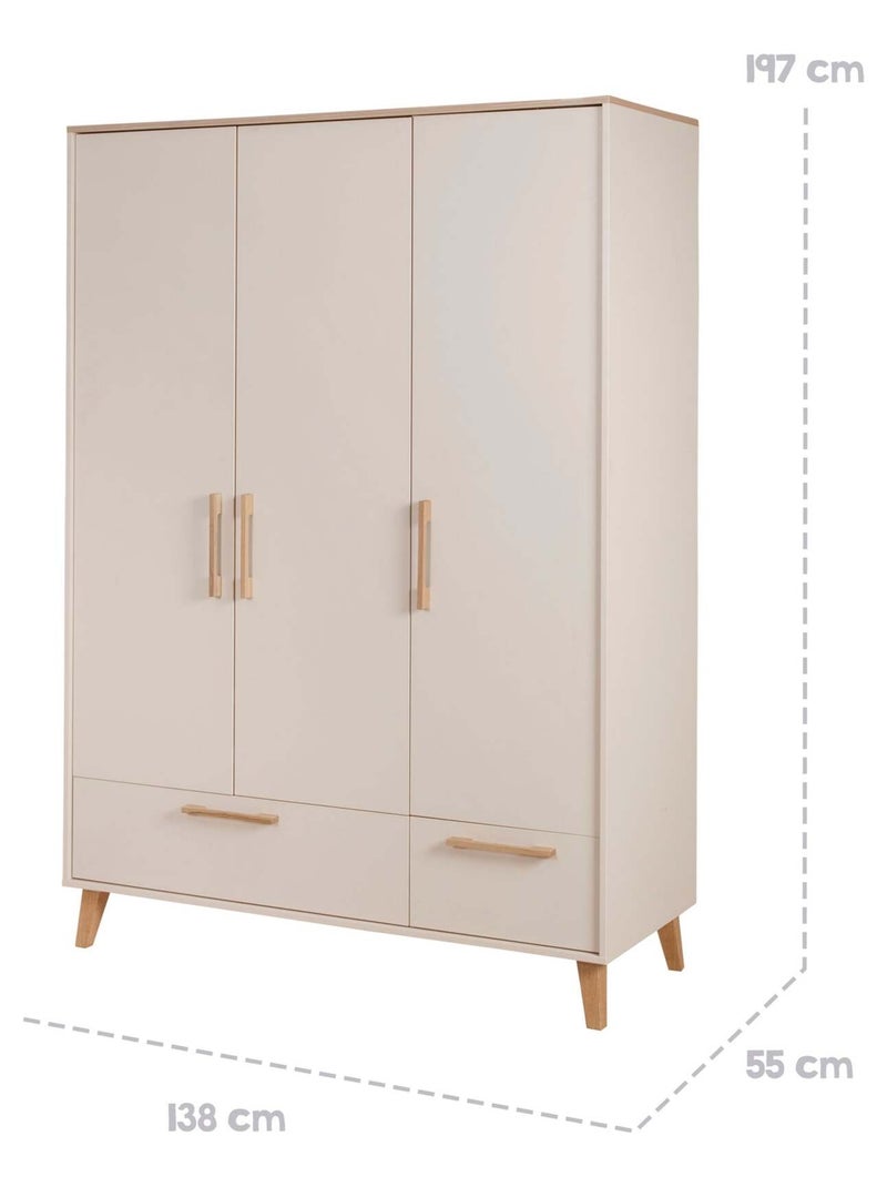 Armadio bebè 3 ante e 2 cassetti soft‑close – ROBA "Jil" Beige conchiglia - Kiabi