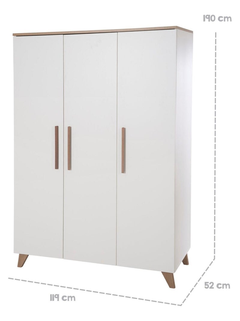 Armadio bebè 3 ante in legno – ROBA "Ole" Bianco - Kiabi