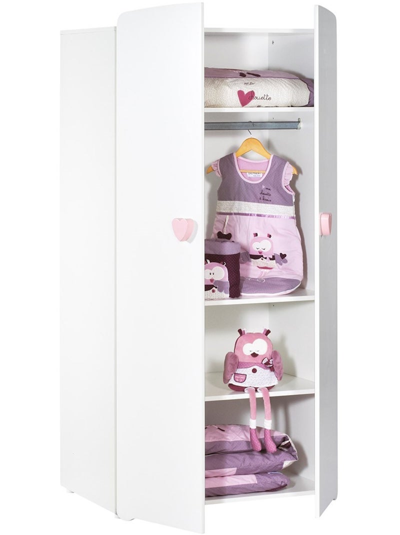 Armadio per bambini a 2 - BABYPRICE Bianco Rosa - Kiabi