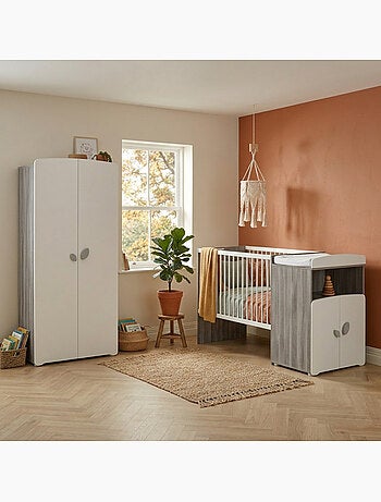 Armadio per bambini a 2 ante in legno grigio - BABYPRICE