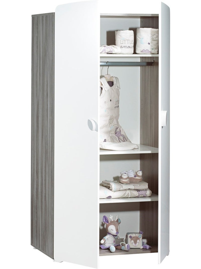 Armadio per bambini a 2 ante in legno grigio - BABYPRICE Grigio - Kiabi