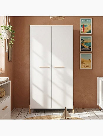 Armadio per bambini a 2 ante su gambe in legno - BABYPRICE