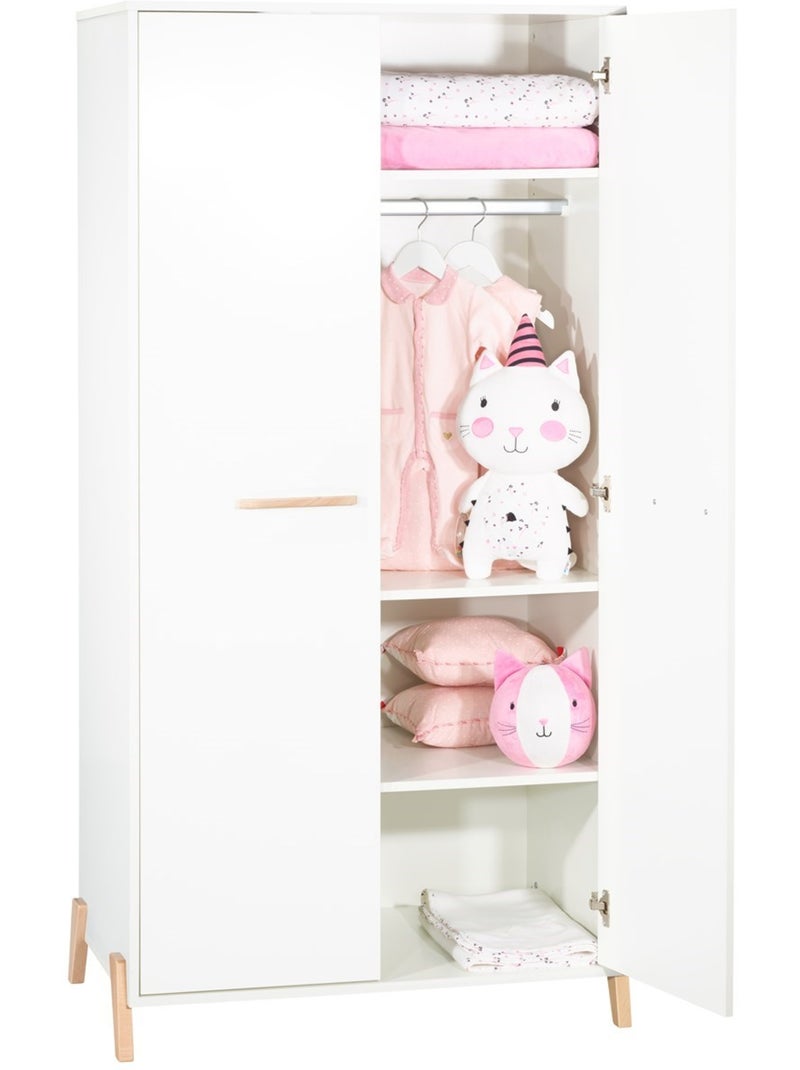 Armadio per bambini a 2 ante su gambe in legno - BABYPRICE Bianco Marrone - Kiabi