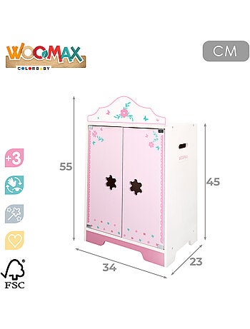 Armadio per bambole in legno con grucce woomax