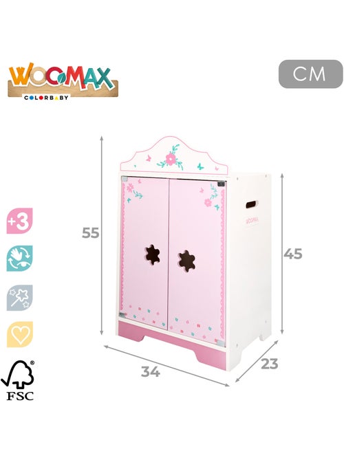 Armadio per bambole in legno con grucce woomax - Kiabi