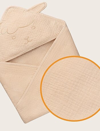 Asciugamano con cappuccio in mussola - LIONELO - 100% naturale - 80 x 80 cm - Dal primo giorno di vi