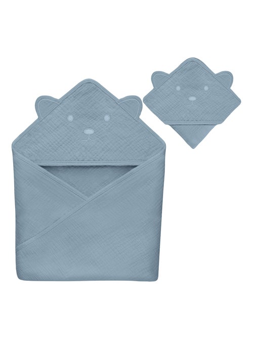 Asciugamano con cappuccio in mussola - LIONELO - 100% naturale - 80 x 80 cm - Dal primo giorno di vi - Kiabi