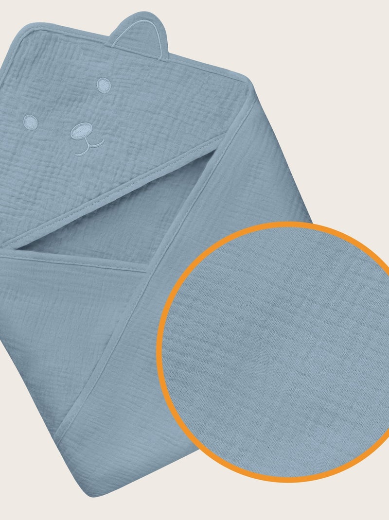 Asciugamano con cappuccio in mussola - LIONELO - 100% naturale - 80 x 80 cm - Dal primo giorno di vi Grigio - Kiabi
