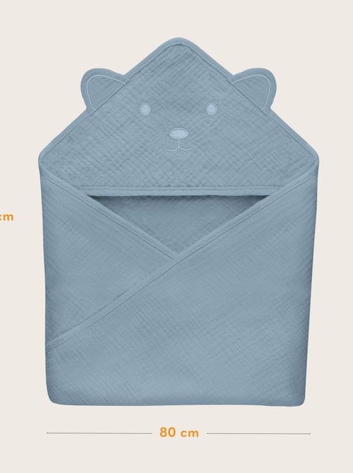 Asciugamano con cappuccio in mussola - LIONELO - 100% naturale - 80 x 80 cm - Dal primo giorno di vi - Kiabi