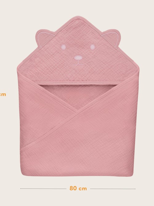 Asciugamano con cappuccio in mussola - LIONELO - 100% naturale - 80 x 80 cm - Dal primo giorno di vi - Kiabi