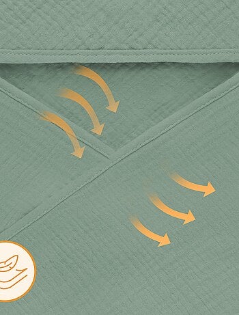 Asciugamano con cappuccio in mussola - LIONELO - 100% naturale - 80 x 80 cm - Dal primo giorno di vi