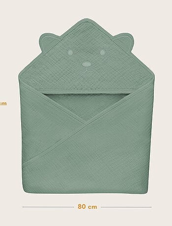 Asciugamano con cappuccio in mussola - LIONELO - 100% naturale - 80 x 80 cm - Dal primo giorno di vi