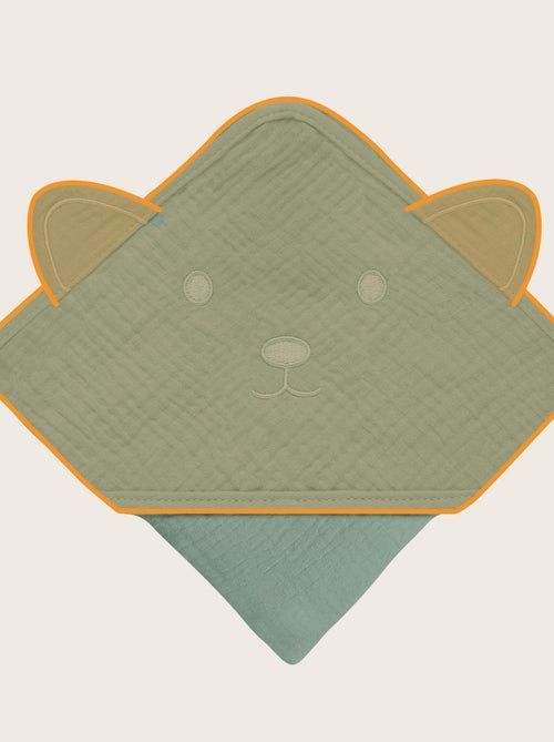 Asciugamano con cappuccio in mussola - LIONELO - 100% naturale - 80 x 80 cm - Dal primo giorno di vi - Kiabi