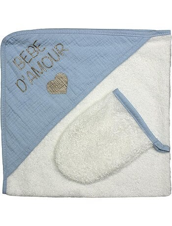Asciugamano da bagno + asciugamano blu "DODO" LES CHATOUNETS