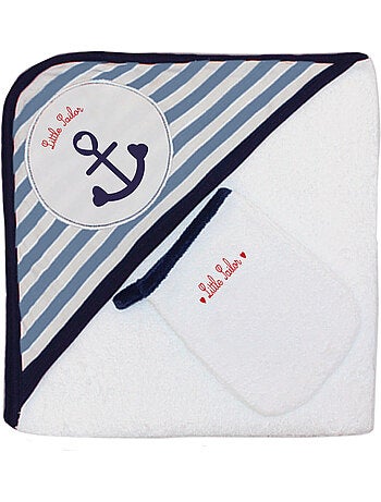 Asciugamano da bagno + Salviette "BABY SAILOR" Les Chatounets