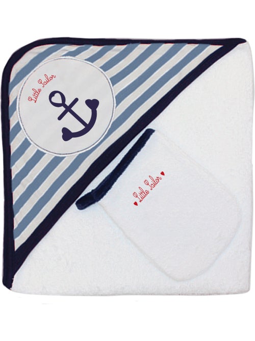 Asciugamano da bagno + Salviette "BABY SAILOR" Les Chatounets - Kiabi Asciugamano da bagno + Salviette "BABY SAILOR" Les Chatounets - Kiabi