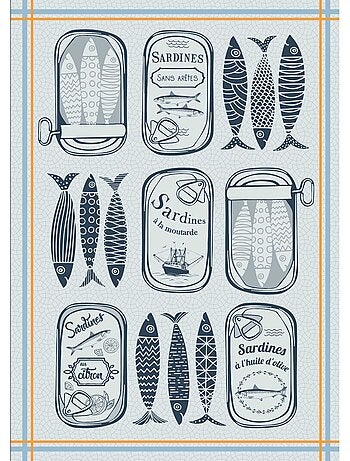 Asciugamano da cucina con sardine