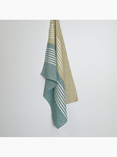 Asciugamano da cucina in cotone a righe bicolore - Kiabi