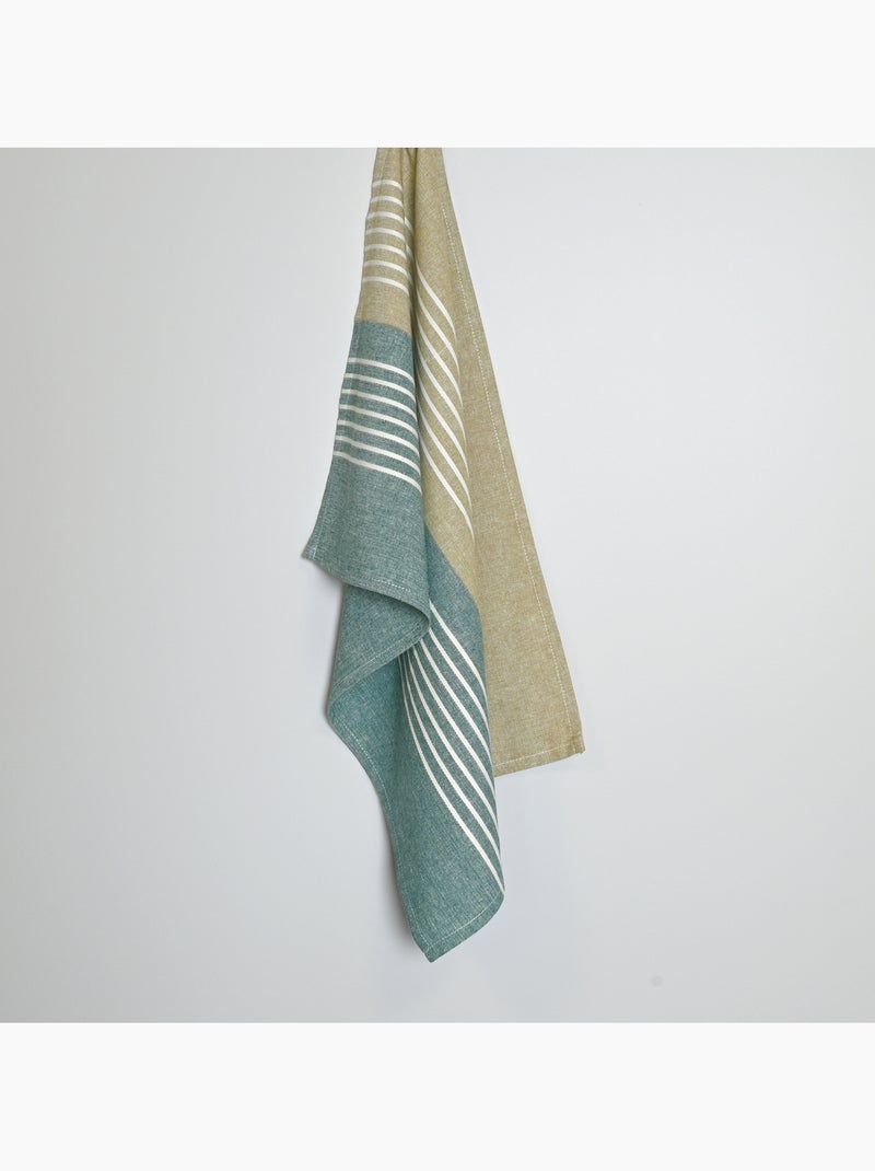 Asciugamano da cucina in cotone a righe bicolore Blu - Kiabi
