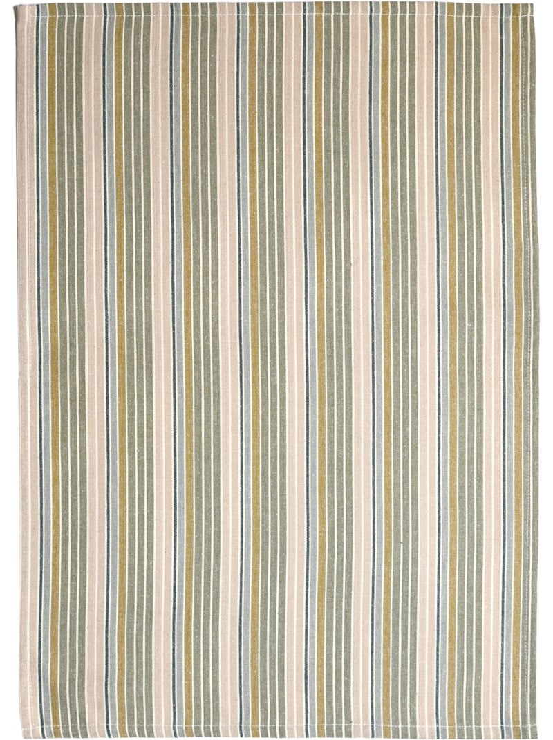 Asciugamano da cucina in cotone a righe intrecciate Cachi - Kiabi