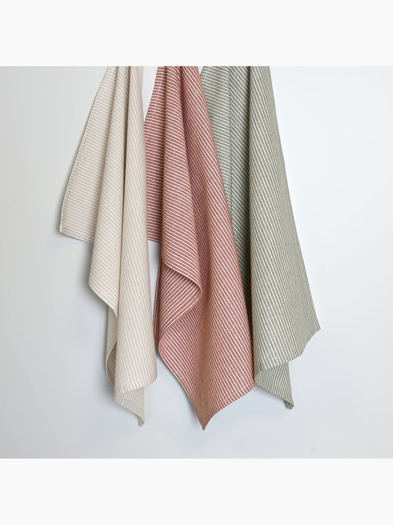 Asciugamano da cucina in cotone a righe sottili Beige - Kiabi