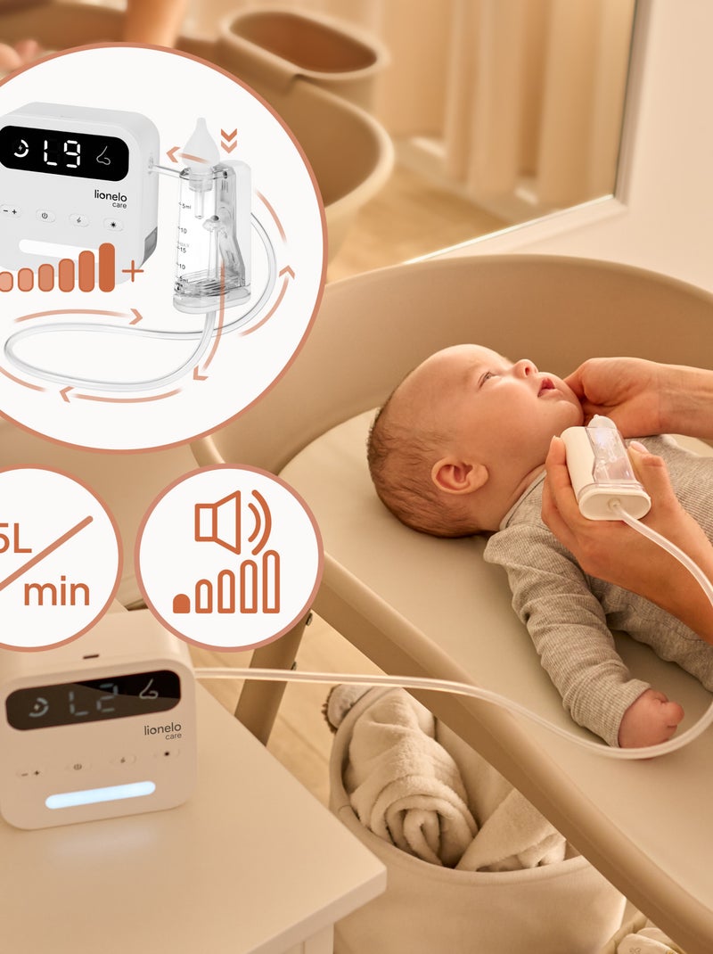 Aspiratore nasale elettrico LIONELO BabyAir Flow - 9 livelli regolabili - 3 ugelli - Silenzioso Bianco - Kiabi