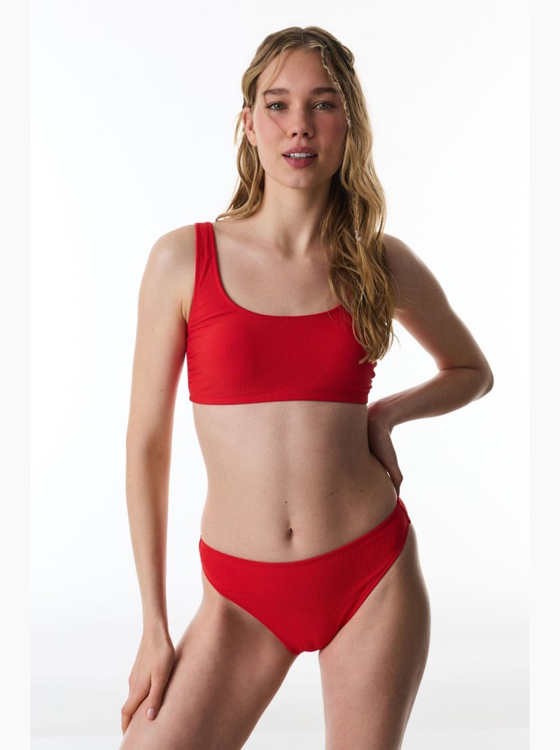 Astrid slip bikini a vita alta testurizzato penti Rosso - Kiabi