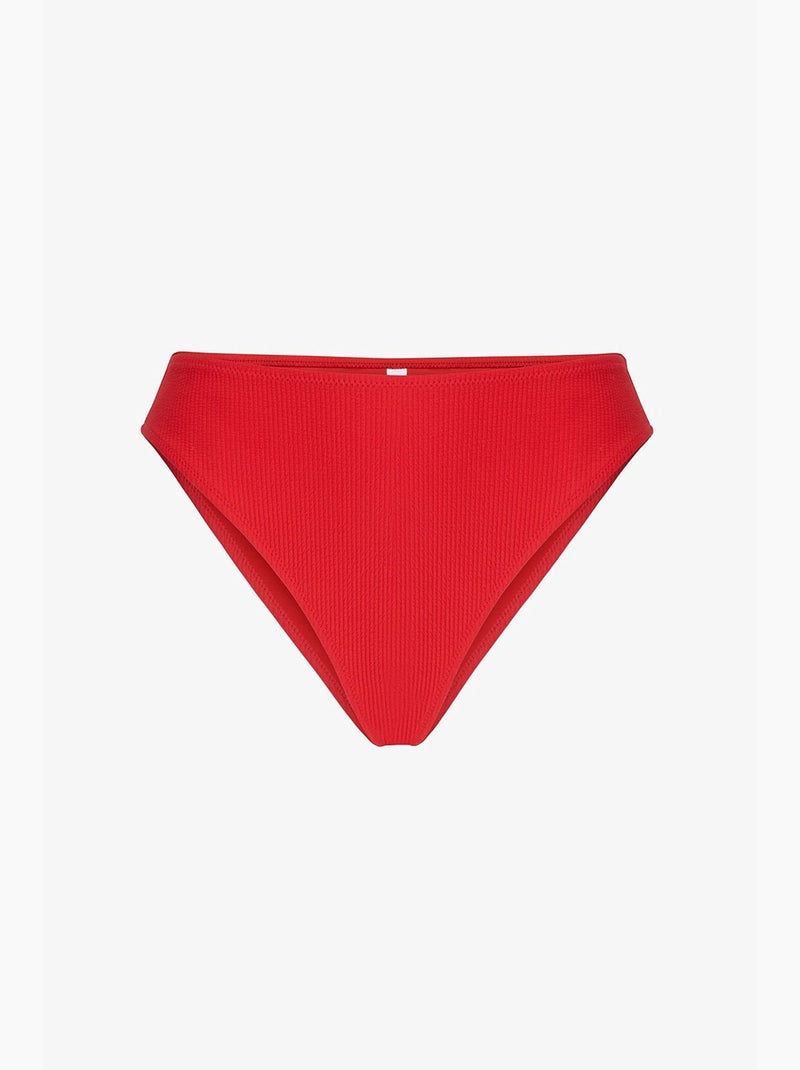 Astrid slip bikini a vita alta testurizzato penti Rosso - Kiabi
