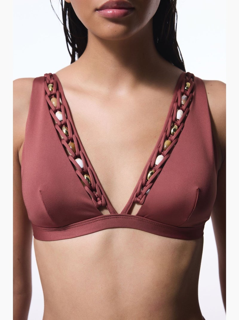 Astrid top bikini con scollo a v profondo penti Rosa antico - Kiabi