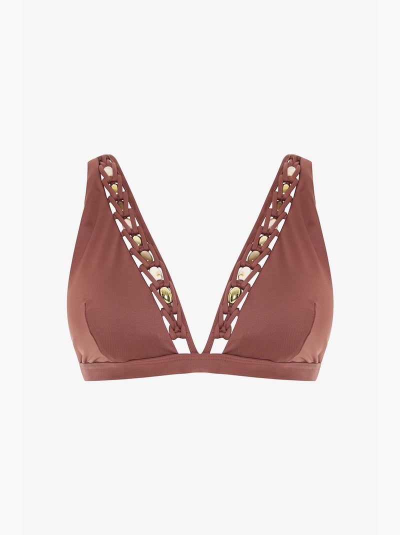 Astrid top bikini con scollo a v profondo penti Rosa antico - Kiabi