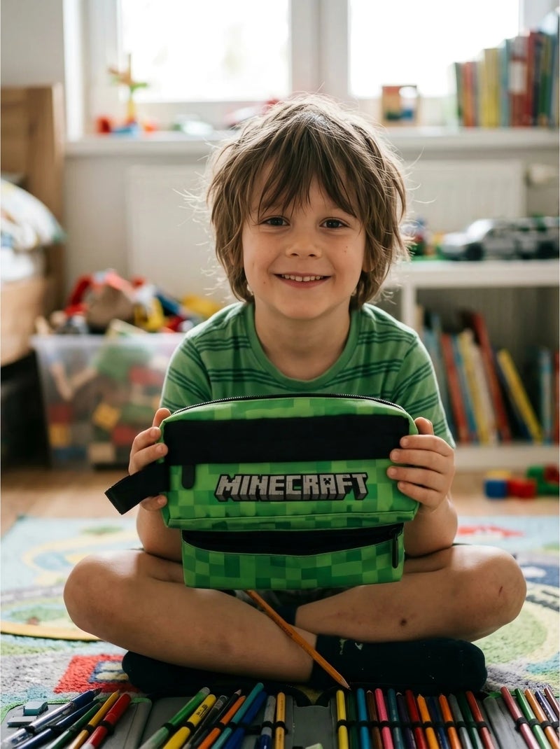 Astuccio 2 tasche  minecraft mojang studios Verde - Kiabi