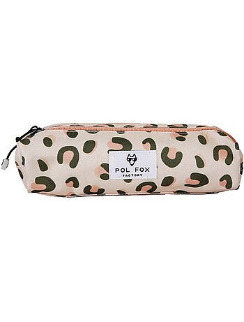 Astuccio bambina 2 scomparti POL FOX Crush rosa motivo leopardo