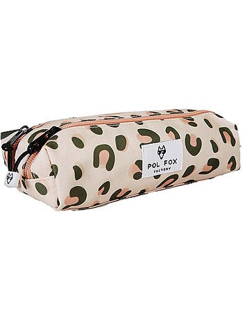 Astuccio bambina 2 scomparti POL FOX Crush rosa motivo leopardo