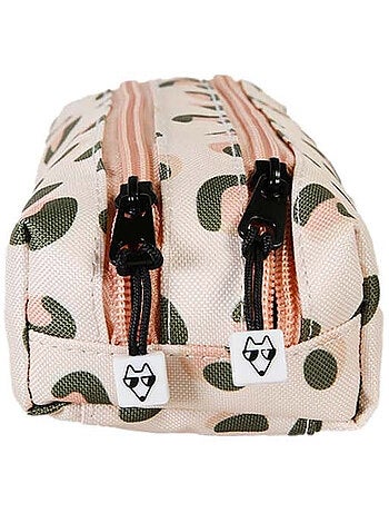 Astuccio bambina 2 scomparti POL FOX Crush rosa motivo leopardo