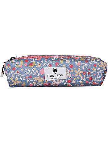 Astuccio bambina 2 scomparti POL FOX Happy Jean blu navy motivo fiore