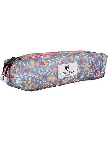 Astuccio bambina 2 scomparti POL FOX Happy Jean blu navy motivo fiore