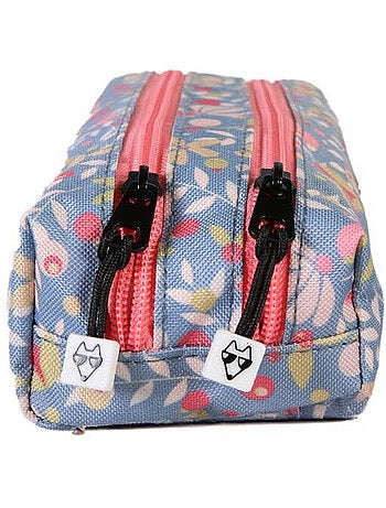 Astuccio bambina 2 scomparti POL FOX Happy Jean blu navy motivo fiore