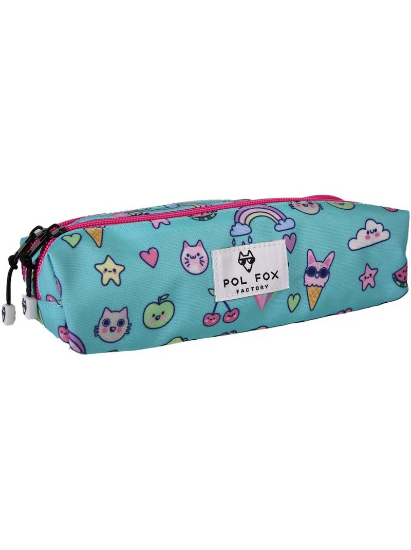 Astuccio bambina 2 scomparti POL FOX Kawai blu motivi kawaii Blu - Kiabi