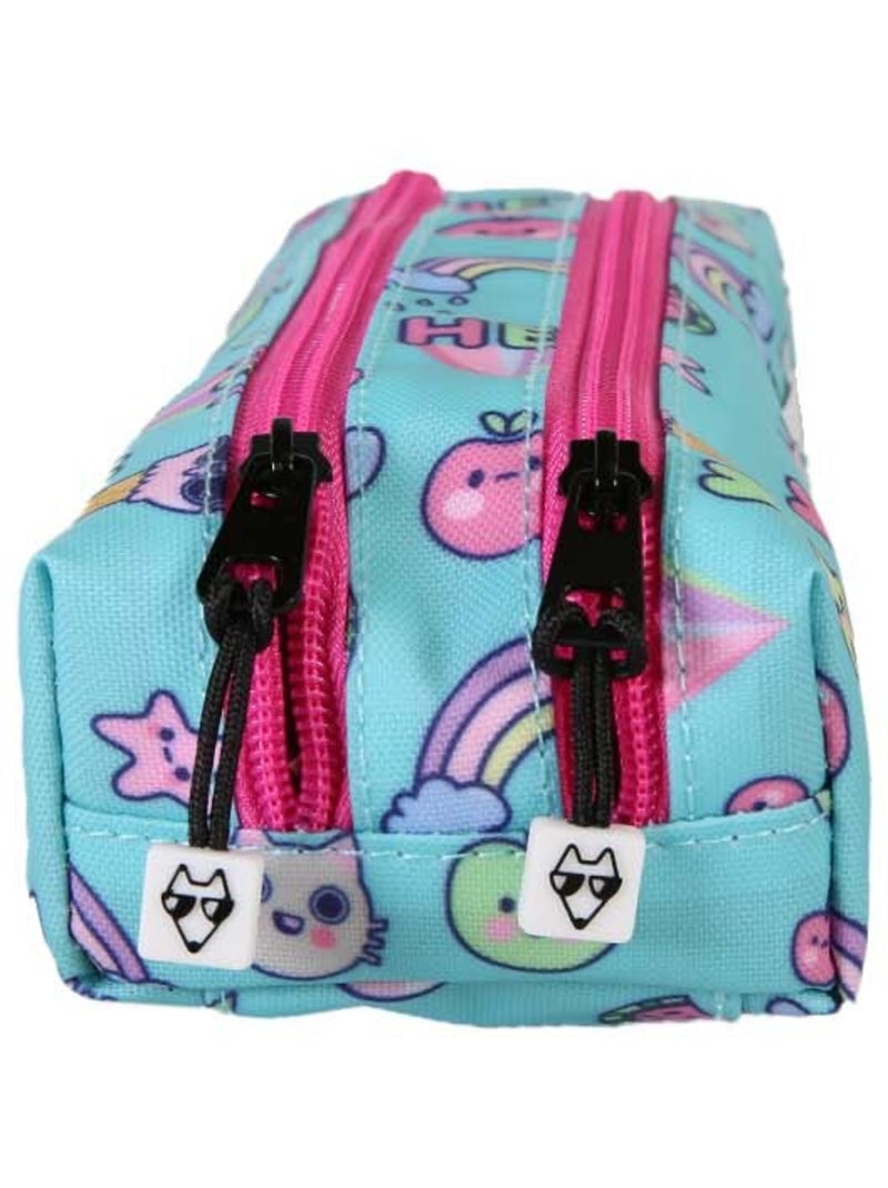 Astuccio bambina 2 scomparti POL FOX Kawai blu motivi kawaii Blu - Kiabi
