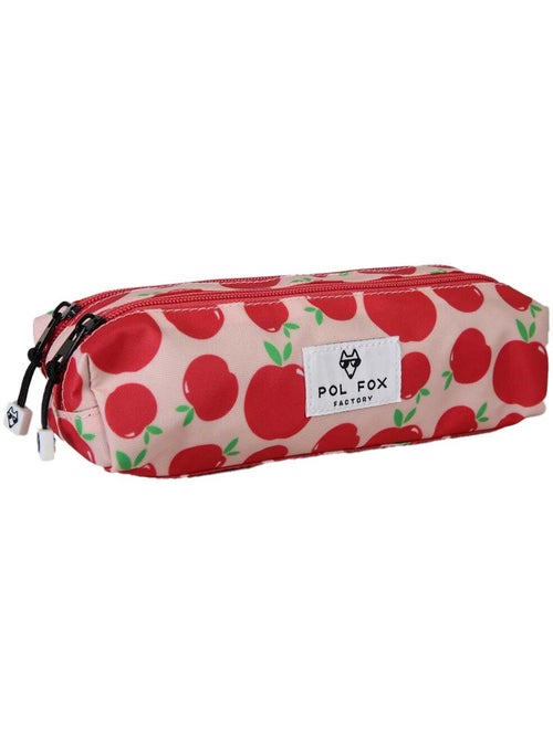 Astuccio bambina 2 scomparti POL FOX Pompom rosa e rosso motivo mela - Kiabi Astuccio bambina 2 scomparti POL FOX Pompom rosa e rosso motivo mela - Kiabi