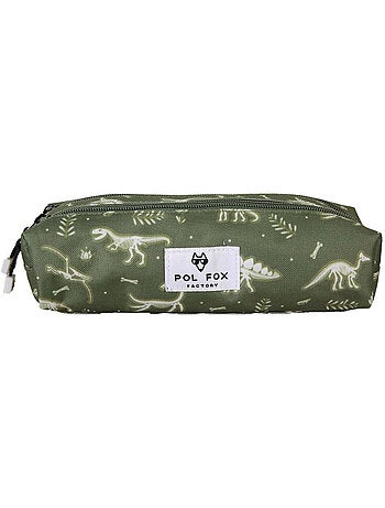 Astuccio bambino 2 scomparti POL FOX Jurassic verde motivo dinosauro